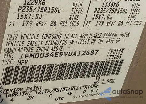 1997 Ford Explorer Eddie Bauer/Limited/Xl/Xlt z USA, uszkodzony, nr VIN 1FMDU34E9VUA12687